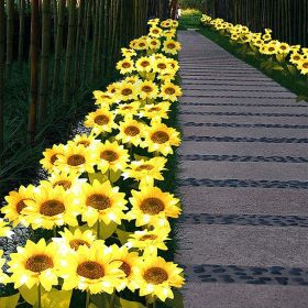 LED Solar Sunflower Lamps Solar Light Decorative Lights Outdoor Garden Lawn Lamp Patio Porch Backyard Garden Decoration - 15pcs Yellow