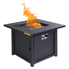Upland 30' Slat Top Gas Fire Pit Table - Black