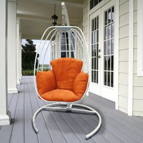Indoor Outdoor Hanging Egg Swing Chair with Cushion and C Stand;  Egg Shaped Hanging Swing Chair;  Egg-Shaped Hammock Swing Chair Single Seat - Orange