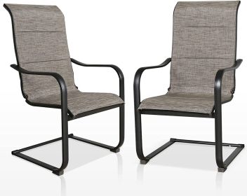 Outdoor Dining Chairs Padded Patio Spring Motion Chairs with High Curved Backrest  - Set of 2