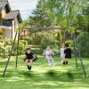 3 in 1 Metal Swing Set for Backyard, Heavy Duty A-Frame, Height Adjustment - 3 in 1