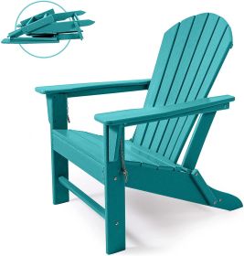 Outdoor Folding Plastic Adirondack Chair with Weather Resistant & Easy Maintenance for Patio, Deck, Garden, Backyard, Beach, Pool and Fire Pit - Blue