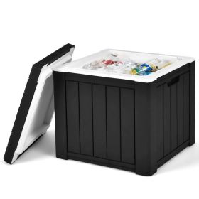 3-In-1 Patio 10 Gallon Ice Cube Cooler Box Table Stool Storage W/Handle - Black - Outdoor Coolers