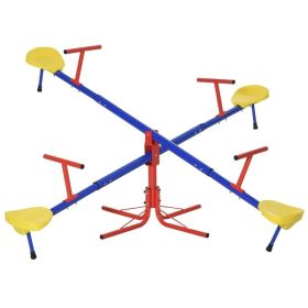 Outdoor Backyard Multiple Kids Playground Equipment 4 Seat Seesaw Teeter Totter For  Active Play 3-8 Years Old - Red+Blue+Yellow - Outdoor Seesaw