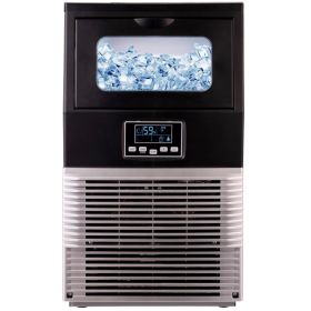 Commercial Home Standing Ice Maker With Ice Scoop And LED Display 66LBS/24H - Silver - Ice Maker