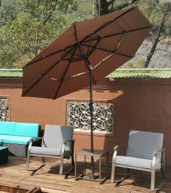 9Ft 3-Tiers Outdoor Patio Umbrella with Crank and tilt and Wind Vents for Garden Deck Backyard Pool Shade Outside Deck Swimming Pool - W65627938