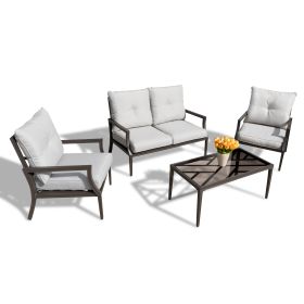 Modern Muse 4pcs Alum Sofa Set (KD) - Matte Brown