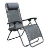 Outdoor Recliner Adjustable Folding Patio Lounge Chair w/Pillows and Cup Holder Trays For Beach Lawn Backyard Pool  RT - Black
