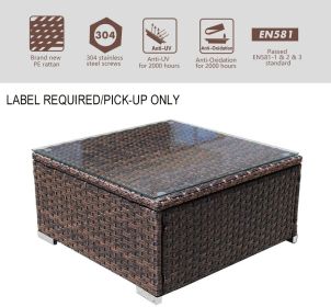 Large Size Rattan Patio Coffee Tables  - brown
