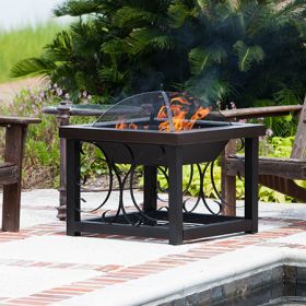 Hammertone Bronze Finish Cocktail Table Fire Pit - 61331
