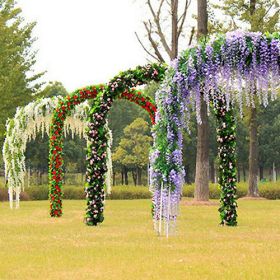 Artificial Wisteria Flowers Vine Silk Flower Wedding Garden Party Hanging Decor - Purple