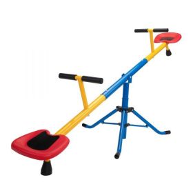 360-Degree Rotation Seesaw, Indoor Outdoor Teeter Totter, Kids Playground Equipment for Backyard XH - Red+Yellow+Blue+Black