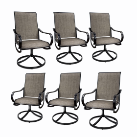 MEOOEM Patio Textilene Swivel Chairs 6PCS Outdoor Dining Chairs with Mesh Fabric Weather Resistant Furniture for Garden Backyard - Metal
