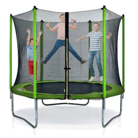 8FT Round Trampoline for Kids with Safety Enclosure Net, Outdoor Backyard Trampoline with Ladder RT - Green