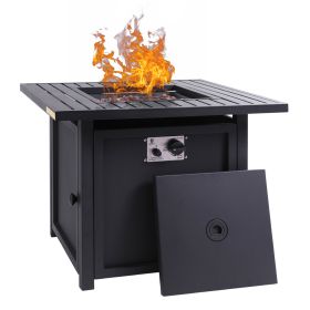 50,000 BTU Square 28 Inch/30inch  Outdoor Gas Fire Pit TableGas Firepits with Lava Rocks & Water-Proof Cover XH - 30 inch