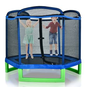 7ft Blue Guard Bar Blue Cover Green Feet Plastic Feet Mini Hexagonal Outer Net Trampoline RT - Blue