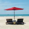 Outdoor Patio Umbrella Table Market Umbrella with Push Button Tilt and 360 Degree Rotation crank for Garden, Deck, Backyard, Pool XH - Wine red