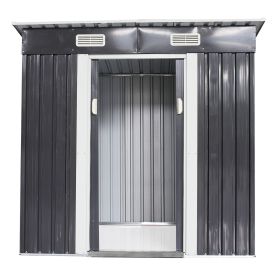 4 x 6 Ft Outdoor Metal Shed, Tool Storage House with Sliding Door and Vents, Backyard Garden Patio, Weatherproof - Deep Gray