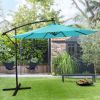 TOPMAX 10FT Patio Offset Lighted Hanging Cantilever Umbrella for Backyard,Poolside, Garden and Lawn, Blue - Blue