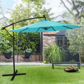 TOPMAX 10FT Patio Offset Lighted Hanging Cantilever Umbrella for Backyard,Poolside, Garden and Lawn, Blue - Blue
