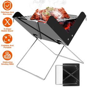 Foldable BBQ Grill Charcoal Barbecue Portable X Grill Tabletop Outdoor Smoker BBQ - Color