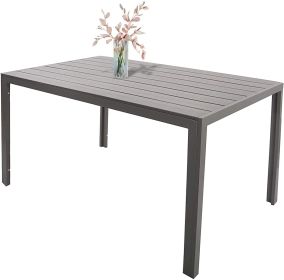 6 Person Outdoor Dining Table, Patio Rectangle Aluminum Table, Gray - KM0612