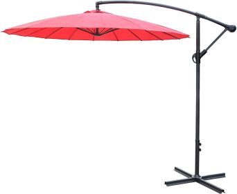 9 Ft Offset Hanging Market Patio Umbrella w/Easy Tilt Adjustment for Backyard, Poolside, Lawn and Garden, Red - KM3843