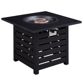 32 in. Square Ceramic Tile Top Outdoor Gas Fire Pit with Lava Rocks-Black, only for pick up - BLACK
