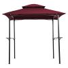 Outdoor Grill Gazebo 8 x 5 Ft, Shelter Tent, Double Tier Soft Top Canopy and Steel Frame with hook and Bar Counters,Burgundy YK - Burgundy
