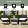 3 Pieces Patio Wicker Rattan Furniture Set with Cushion for Lawn Backyard - Beige