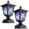 Garden & Patio Landscape Decoration Lighting Solar Post Lights 2 Pcs Set - Blue-Violet - Plastic
