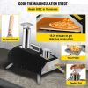 Outdoor Party Stainless Steel Portable Wood Pellet Burning Pizza Oven With Accessories - Black A - Arched