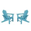 Classic Outdoor Adirondack Chair Set of 2 for Garden Porch Patio Deck Backyard, Weather Resistant Accent Furniture, Blue - blue