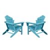Classic Outdoor Adirondack Chair Set of 2 for Garden Porch Patio Deck Backyard, Weather Resistant Accent Furniture, Blue - blue