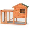 A Cozy And Comfortable 2-Story Wooden Rabbit Hutch With Running Area - Nature