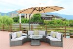 Direct Wicker Outdoor And Garden Patio Sofa Set 6PCS Reconfigurable Stylish And Modern Style With Seat Cushion and Coffee Table - Light Color