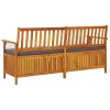 Storage Bench with Cushion 66.9" Solid Wood Acacia - Grey