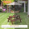 Outdoor 4-Seat Kid's Picnic Table Bench with Umbrella - as show