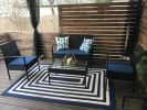 4 Pieces Outdoor Patio Furniture Sets Rattan Chair Wicker Set, Outdoor Indoor Use Backyard Porch Garden Poolside Balcony Furniture Sets - Dark Blue