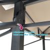 8x4ft Grill Gazebo,metal gazebo with Soft Top Canopy and Steel Frame with hook and Bar Counters,Fabric Light Brown - Grill Gazebo