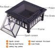 32 inch Outdoor Fire Pit Table Outside Backyard Patio Square Firepit Table - Black