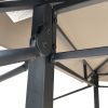 8x4ft Grill Gazebo,metal gazebo with Soft Top Canopy and Steel Frame with hook and Bar Counters,Fabric Light Brown - Grill Gazebo