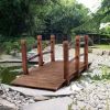 Garden Bridge, Classic Wooden Arch with Safety Rails Footbridge, Decorative Pond Landscaping, Backyard Creek or Farm XH - picture