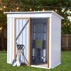 5 X 3 Ft Outdoor Storage Shed, Galvanized Metal Garden Shed With Lockable Doors, Tool Storage Shed For Patio Lawn Backyard Trash Cans - White
