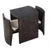 3 Pieces Wicker Patio Cushioned Outdoor Chair and Table Set - as show