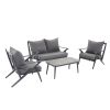 grey aluminum coating 4 Piece Aluminum Patio Seating Group - Gray