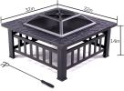 32 inch Outdoor Fire Pit Table Outside Backyard Patio Square Firepit Table - Black
