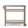 Outdoor Prep Cart Dining Table for Pizza Oven, Patio Grilling Backyard BBQ Grill Cart - Natural