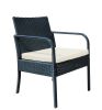Outdoor rattan furniture set of 4 pieces, love sofa, single seat, coffee table RT - Black