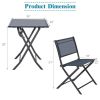3 Pieces Bistro Set Garden Backyard Table Chairs Furniture Set - Dark gray